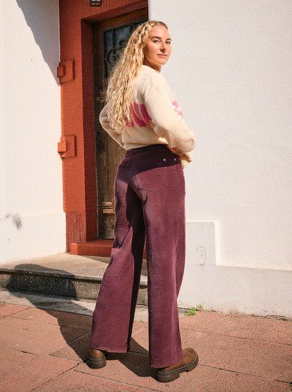 Surf On Cloud Cord - Corduroy Wide Leg Trousers for Women  ERJNP03678