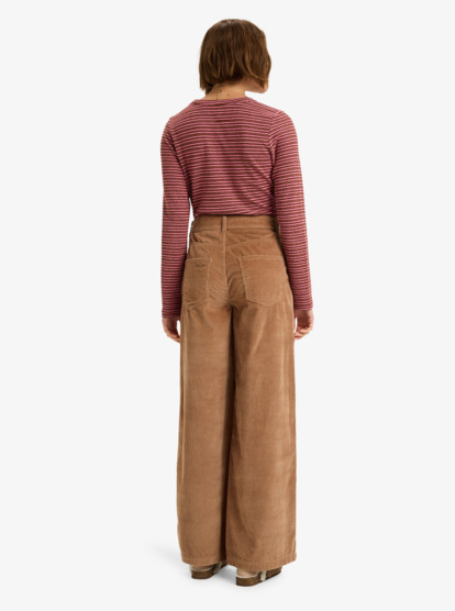 Surf On Cloud Cord - Corduroy Wide Leg Trousers for Women  ERJNP03678