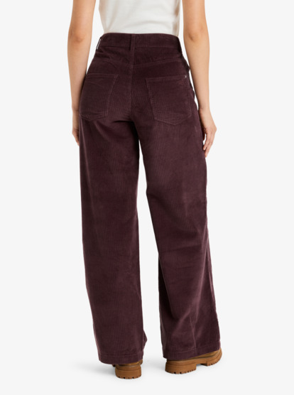 roxy, Surf On Cloud Cord - Pantaloni di velluto con gamba ampia da Donna, HUCKLEBERRY (rrf0) Surf On Cloud Cord - Corduroy Wide Leg Trousers for Women  ERJNP03678