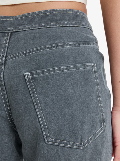 roxy, Chloe Kim Pop Stitch - Pantalon droit décontracté à taille basse pour Femme, TRUE BLACK (kvj0) Chloe Kim Pop Stitch - Low Rise Relaxed Straight Leg Trousers for Women  ERJNP03687