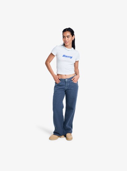 roxy, Chloe Kim Pop Stitch - Pantalon droit décontracté à taille basse pour Femme, TRUE BLACK (kvj0) Chloe Kim Pop Stitch - Low Rise Relaxed Straight Leg Trousers for Women  ERJNP03687