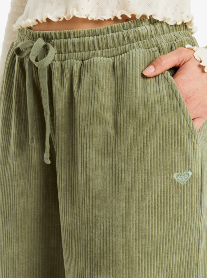 roxy, Lekeitio Knit - Bequeme Cordhose für Frauen, OIL GREEN (gld0) Lekeitio Knit - Easy Wear Pull On Corduroy Trousers for Women  ERJNP03691