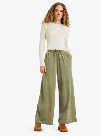 roxy, Lekeitio Knit - Bequeme Cordhose für Frauen, OIL GREEN (gld0) Lekeitio Knit - Easy Wear Pull On Corduroy Trousers for Women  ERJNP03691