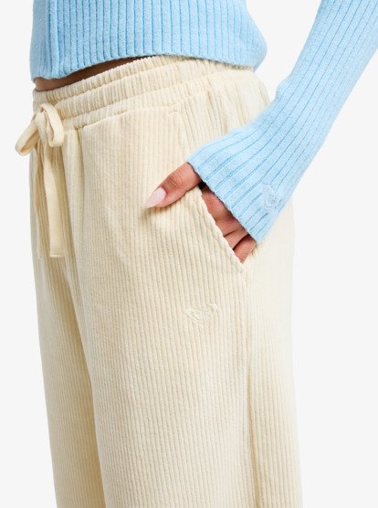 roxy, Lekeitio Knit - Easy Wear - Pantalon en velours côtelé à enfiler pour Femme, PARCHMENT (tec0) Lekeitio Knit - Easy Wear Pull On Corduroy Trousers for Women  ERJNP03691