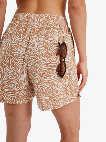 roxy, Lucentio Bay Printed - Bermuda Elasticizzati da Donna, ALMOND WILD THANG (cmd8) Lucentio Bay Printed - Elasticated Shorts for Women  ERJNS03611