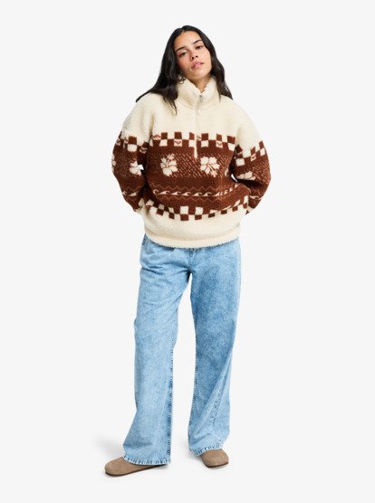 roxy, Treasure Soul - Polarfleece-Pulli mit Halbreißverschluss für Frauen, CHOCOLATE LAB (crq0) Treasure Soul - Half Zip Polar Pullover for Women  ERJPF03178