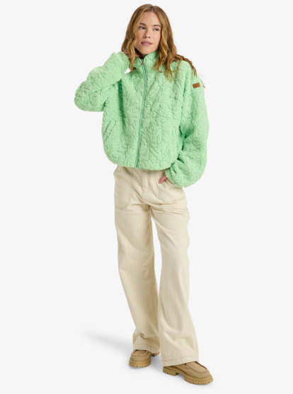 roxy, Blurry Cloud - Relaxed fleece met rits voor Dames, PISTACHIO GREEN (ged0) Blurry Cloud - Full Zip Relaxed Fleece for Women  ERJPF03212