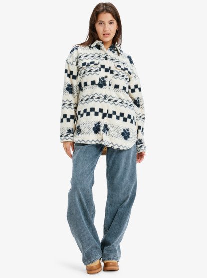 roxy, Morning Crush Shacket - Chaqueta polar para mujer, PARCHMENT MORNING CRUSH (tec5) Morning Crush Shacket - Fleece Shacket for Women  ERJPF03214