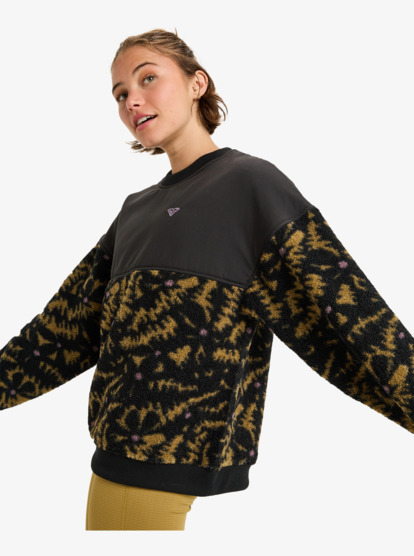 roxy, Waves Of Warmth Layered - Polaire de sport pour Femme, ANTHRACITE BIG FLOWERS (kvj3) Waves Of Warmth Layered - Sport Polar Fleece for Women  ERJPF03217