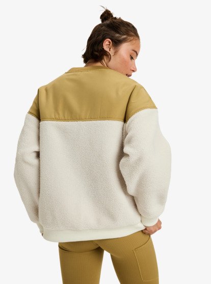 roxy, Waves Of Warmth Layered - Felpa sportiva in pile da Donna, WHISPER WHITE (wcf0) Waves Of Warmth Layered - Sport Polar Fleece for Women  ERJPF03217