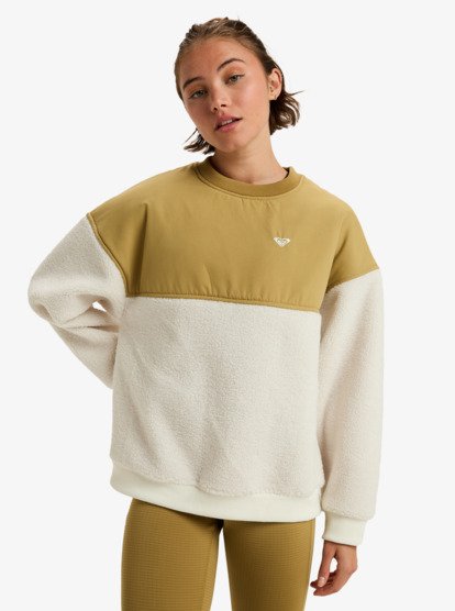 roxy, Waves Of Warmth Layered - Felpa sportiva in pile da Donna, WHISPER WHITE (wcf0) Waves Of Warmth Layered - Sport Polar Fleece for Women  ERJPF03217