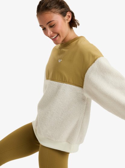 roxy, Waves Of Warmth Layered - Felpa sportiva in pile da Donna, WHISPER WHITE (wcf0) Waves Of Warmth Layered - Sport Polar Fleece for Women  ERJPF03217