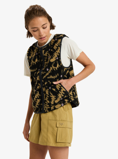 roxy, Waves Of Warmth Easy - Smanicato sportivo da Donna, ANTHRACITE BIG FLOWERS (kvj3) Waves Of Warmth Easy - Sport Vest for Women  ERJPF03218