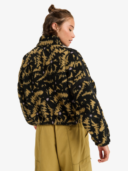roxy, Boundless Spirit Zippered - Veste sherpa de sport pour Femme, ANTHRACITE BIG FLOWERS (kvj3) Boundless Spirit Zippered - Sherpa Jacket for Women  ERJPF03220