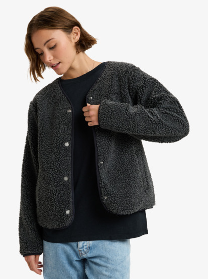 Iconic Town - Button Up Polar Fleece Top for Women  ERJPF03229
