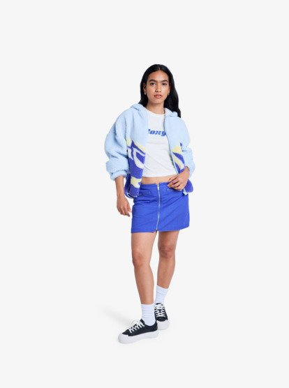 roxy, Chloe Kim Print Polar - Sweat à capuche entièrement zippé en polaire pour Femme, ICE WATER (bhc0) Chloe Kim Print Polar - Polar Fleece Full Zip Hoodie for Women  ERJPF03232