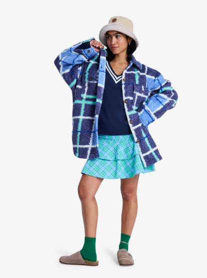 Over And Above - Check Plaid Polar Fleece Shirt Jacket for Women  ERJPF03234