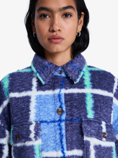 Over And Above - Check Plaid Polar Fleece Shirt Jacket for Women  ERJPF03234