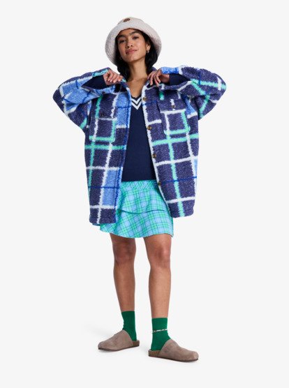 Over And Above - Check Plaid Polar Fleece Shirt Jacket for Women  ERJPF03234