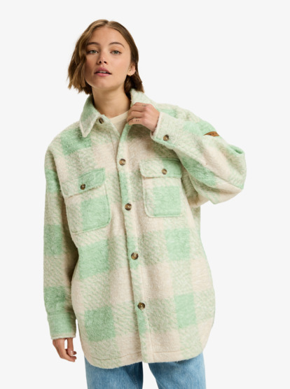 Over And Above - Check Plaid Polar Fleece Shirt Jacket for Women  ERJPF03234