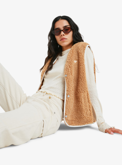 Iconic Town - Sherpa Polar Fleece Vest for Women  ERJPF03235