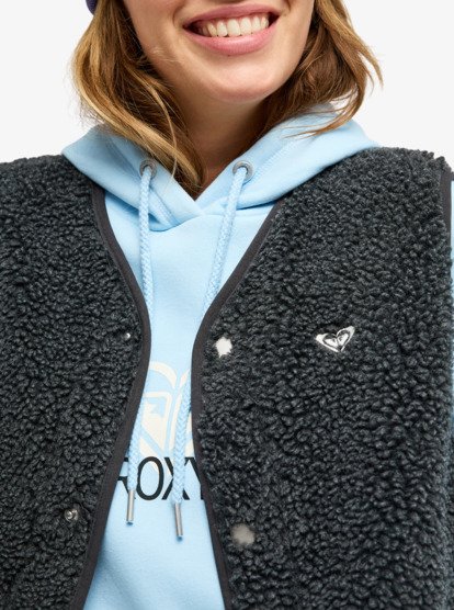 roxy, Iconic Town - Gilet in pile polare Sherpa da Donna, PHANTOM (kta0) Iconic Town - Sherpa Polar Fleece Vest for Women  ERJPF03235