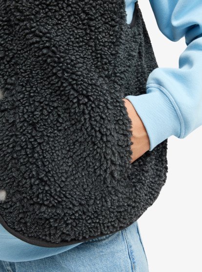 roxy, Iconic Town - Gilet in pile polare Sherpa da Donna, PHANTOM (kta0) Iconic Town - Sherpa Polar Fleece Vest for Women  ERJPF03235