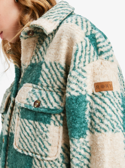 roxy, Over And Above - Fleece shacket voor Dames, PARCHMENT BE BOLD (tec4) Over And Above - Fleece Shacket for Women  ERJPF03239