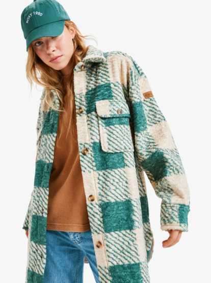 roxy, Over And Above - Fleece shacket voor Dames, PARCHMENT BE BOLD (tec4) Over And Above - Fleece Shacket for Women  ERJPF03239