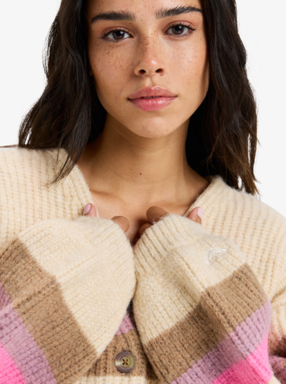 roxy, Marble Tiles Stripe - Cárdigan holgado para mujer, PARCHMENT (tec0) Marble Tiles Stripe - Slouchy Cardigan for Women  ERJSW03669