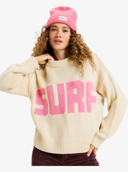 roxy, Exploring Heart - Pull à col rond pour Femme, PARCHMENT (tec0) Exploring Heart - Crew Neck Jumper for Women  ERJSW03674