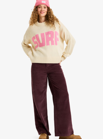 roxy, Exploring Heart - Pull à col rond pour Femme, PARCHMENT (tec0) Exploring Heart - Crew Neck Jumper for Women  ERJSW03674
