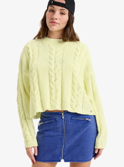 Chloe Kim Cropped Cable - Crew Neck Cable Knit Jumper for Women  ERJSW03679