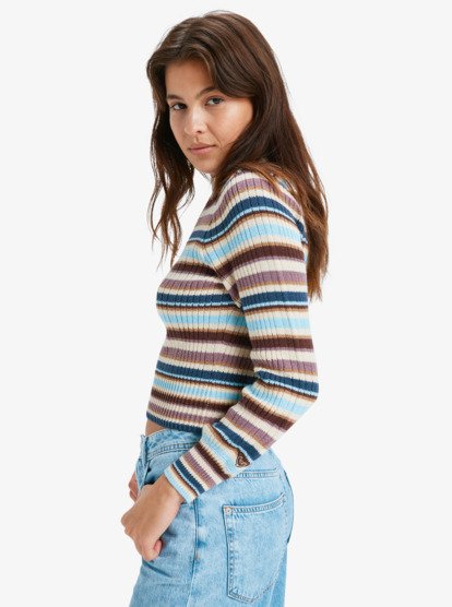 roxy, Playa Morning - Pull court à manches longues pour Femme, SKY BLUE (skb) Playa Morning - Long Sleeve Cropped Jumper for Women  ERJSW03680