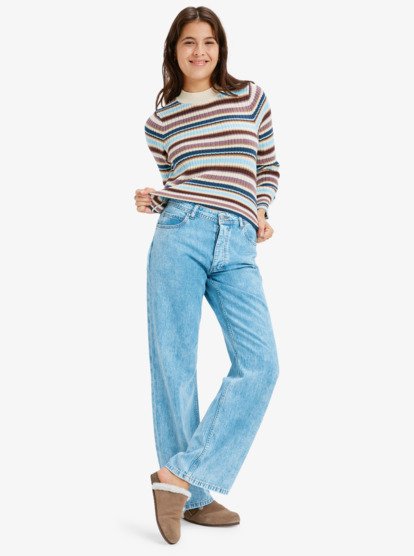 roxy, Playa Morning - Pull court à manches longues pour Femme, SKY BLUE (skb) Playa Morning - Long Sleeve Cropped Jumper for Women  ERJSW03680