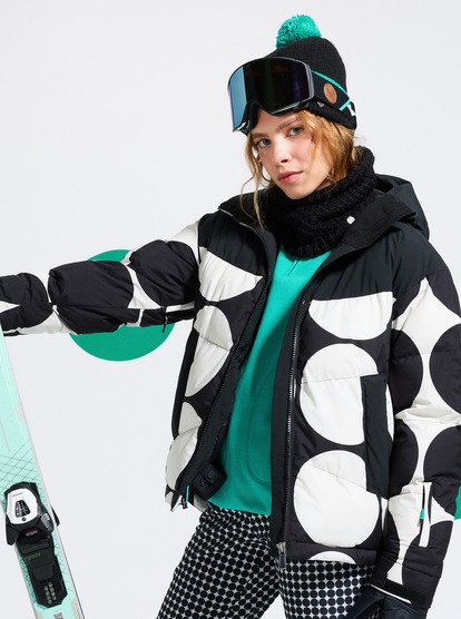 roxy, Alofted Puffy 15K - Veste de snow technique pour Femme, TRUE BLACK BIG DOTS (kvj4) Alofted Puffy - Technical Snow Jacket for Women  ERJTJ03514