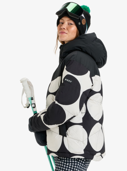 roxy, Alofted Puffy 15K - Veste de snow technique pour Femme, TRUE BLACK BIG DOTS (kvj4) Alofted Puffy - Technical Snow Jacket for Women  ERJTJ03514