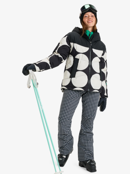 roxy, Alofted Puffy 15K - Veste de snow technique pour Femme, TRUE BLACK BIG DOTS (kvj4) Alofted Puffy - Technical Snow Jacket for Women  ERJTJ03514