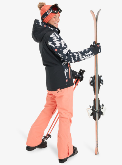 roxy, Free Jet 10K - Veste de snow technique pour Femme, TRUE BLACK BIG FLOWER (kvj2) Free Jet - Technical Snow Jacket for Women  ERJTJ03527
