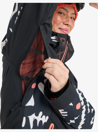 roxy, Free Jet 10K - Veste de snow technique pour Femme, TRUE BLACK BIG FLOWER (kvj2) Free Jet - Technical Snow Jacket for Women  ERJTJ03527