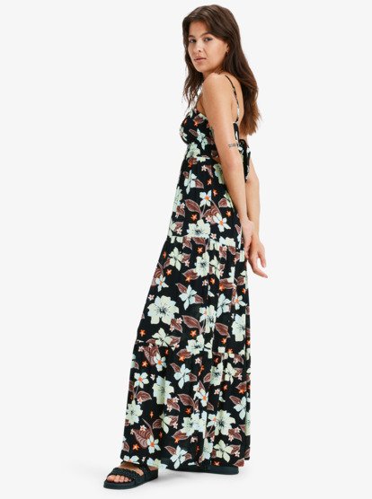 roxy, Tropical Glow - Robe longue pour Femme, ANTHRACITE HIBISCUS HEAT (kvj5) Tropical Glow - Maxi Dress for Women  ERJWD03907