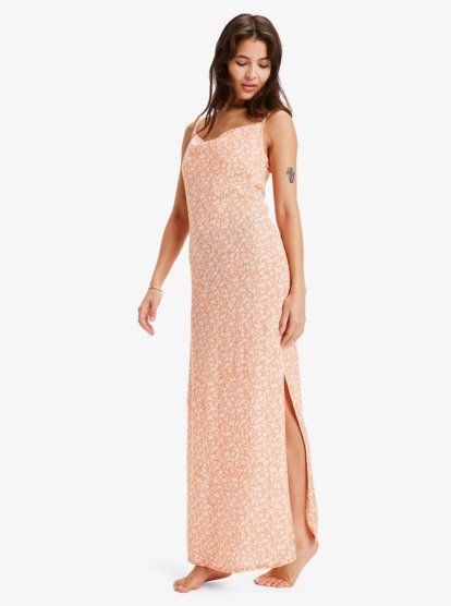 roxy, Semi Tropic Maxi Crinkle - Maxikleid für Frauen, NECTARINE VACA ALL DAY DITSY (njg6) Semi Tropic Maxi Crinkle - Maxi Dress for Women  ERJWD03912