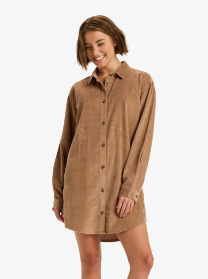 Wavy Lights - Collared Button Front Mini Shirt Dress for Women  ERJWD03925