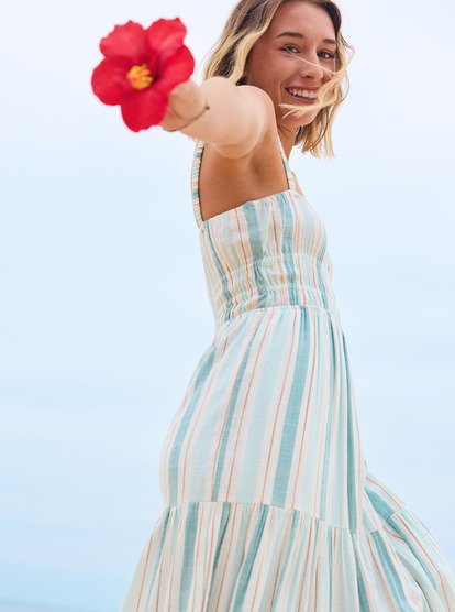 Sunshine Coastline Stripe - Strappy Midi Dress for Women  ERJWD03931