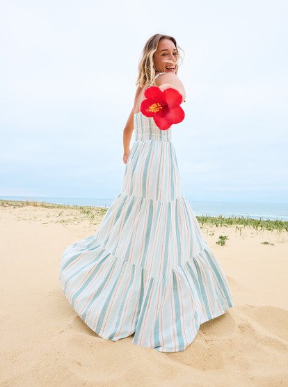 Sunshine Coastline Stripe - Strappy Midi Dress for Women  ERJWD03931