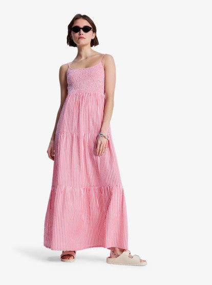 Tropical Glow Maxi Stripe - Cotton Seersucker Dress for Women  ERJWD03945