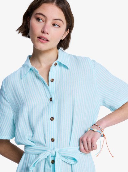 Island Escape Stripe - Midi Shirt Dress for Women  ERJWD03963