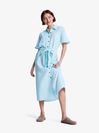Island Escape Stripe - Midi Shirt Dress for Women  ERJWD03963