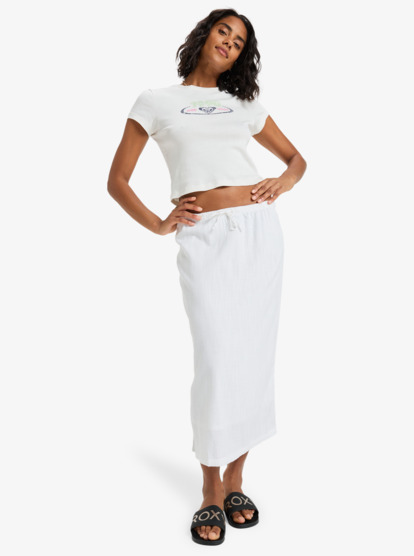 Over The Waves - Midi Skirt With Drawcord Waist for Women  ERJWK03185