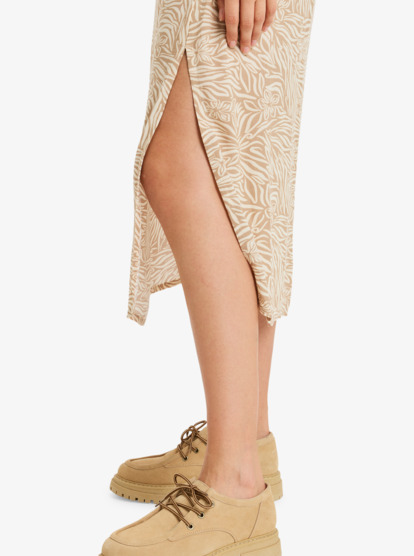 roxy, Sense Of Secret - Halflange rok voor Dames, PARCHMENT ANIMAL FLORAL (tec7) Sense Of Secret - Midi Slip Skirt for Women  ERJWK03186